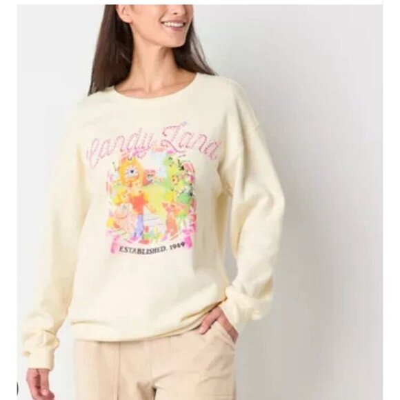 Candy Land Size XXL Sweatshirt Women Light Cream Embroidered and Print. New - Picture 1 of 5